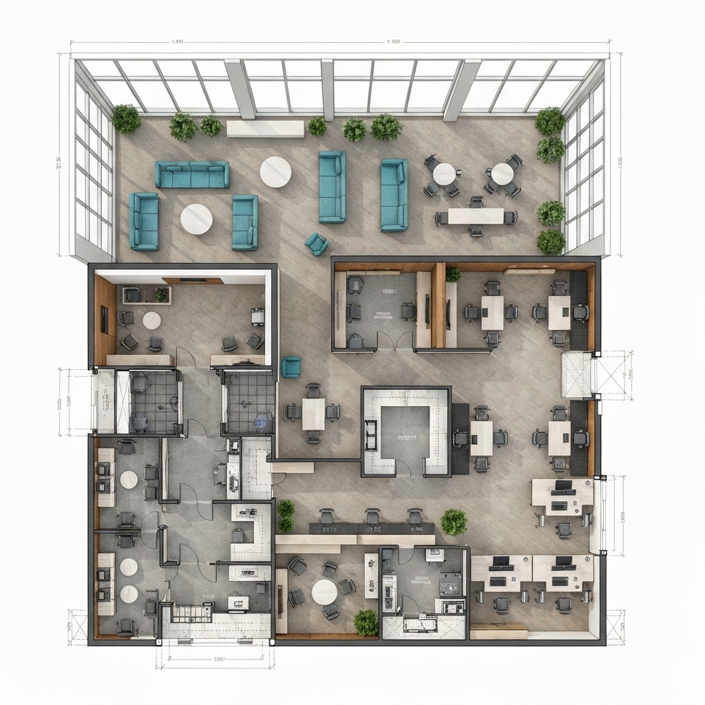 Office Workspace 2D Layout